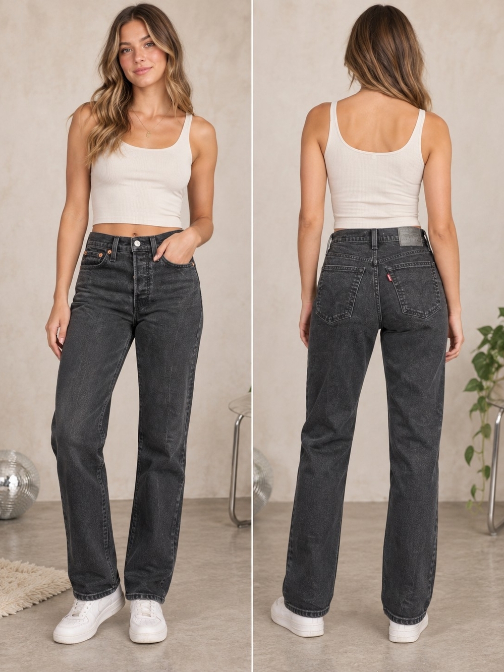 Levi’s Wedgie Straight Jeans Black Wash  W25 L28